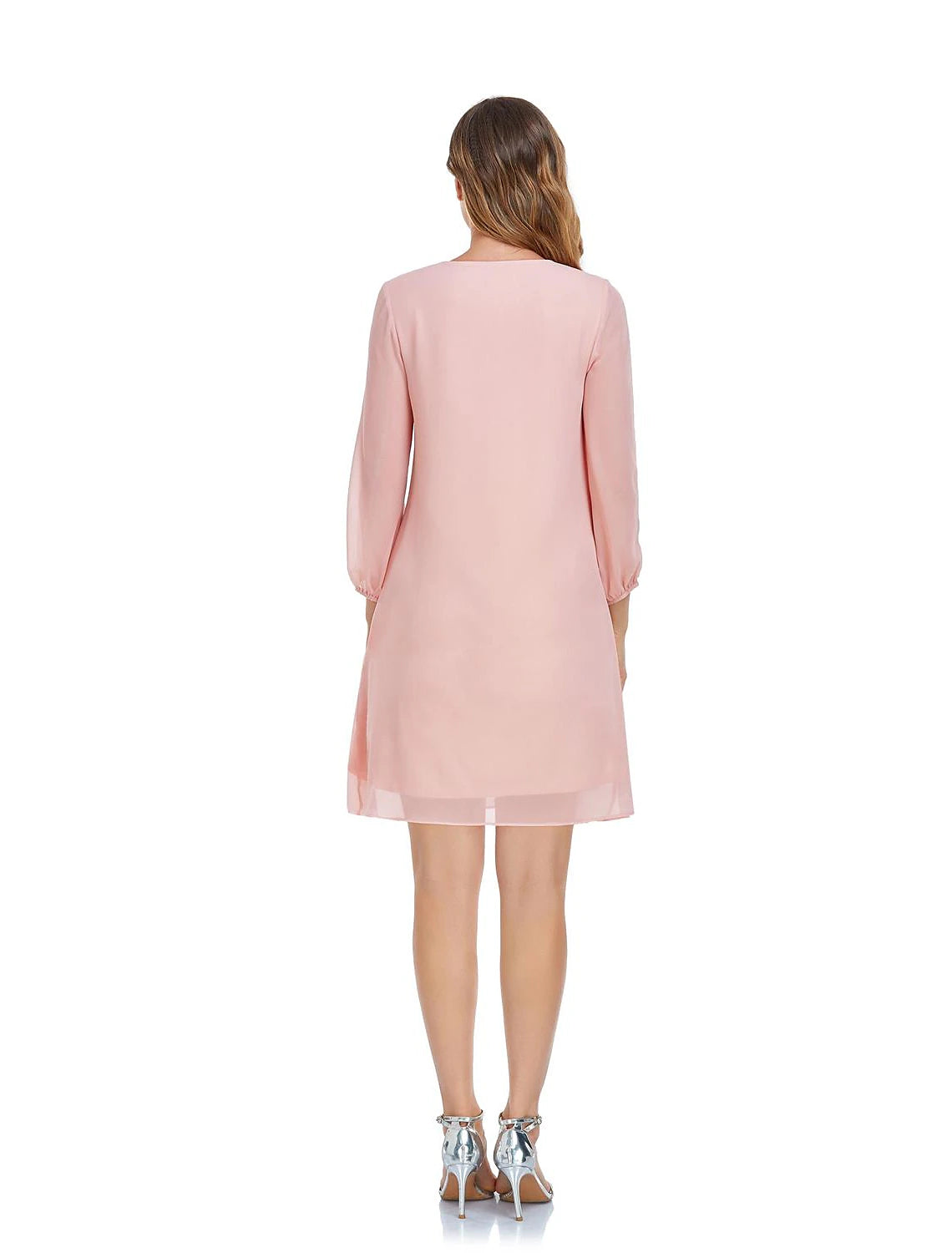 Side view of A-Line Empire chiffon cocktail dress.