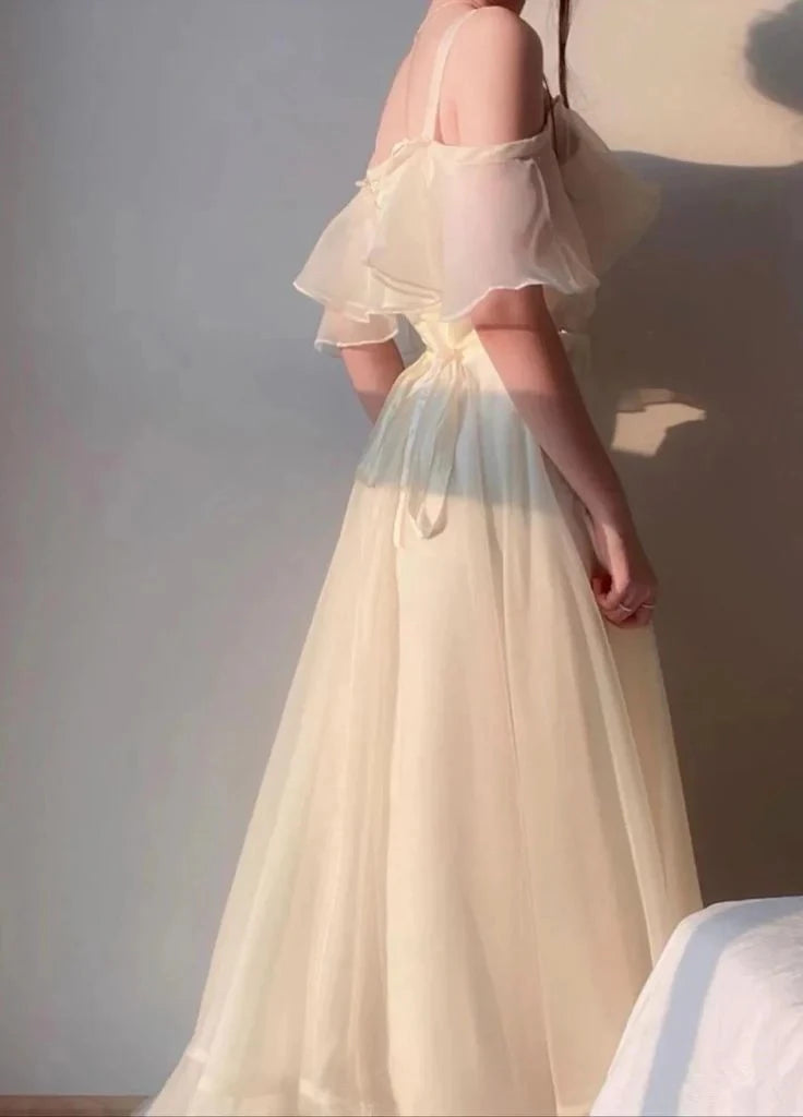 Elegant A-Line Off-The-Shoulder Ruffled Floor-Length Evening Dress