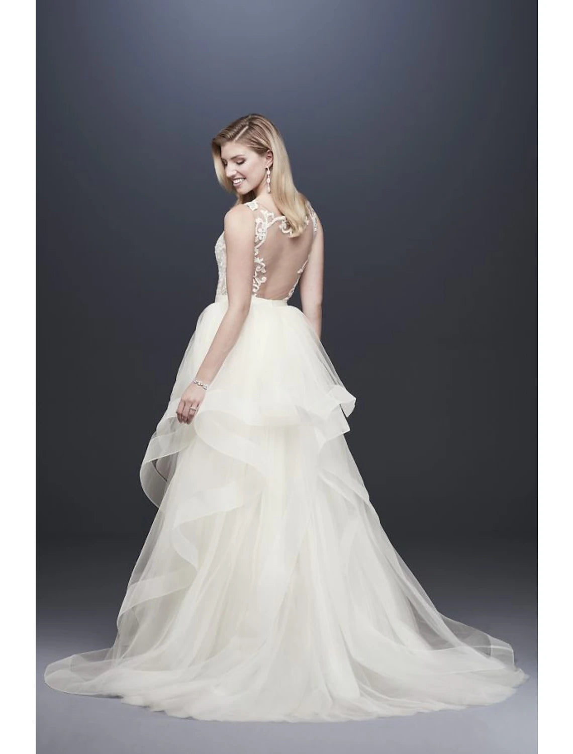 Elegant A-Line Satin Two-Piece Bridal Gown Separates with Court Train.