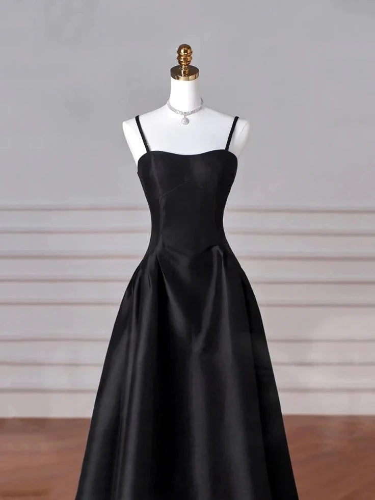 Elegant A-Line Sweetheart Spaghetti-Strap Lace-Up-Back Floor-Length Evening Dress