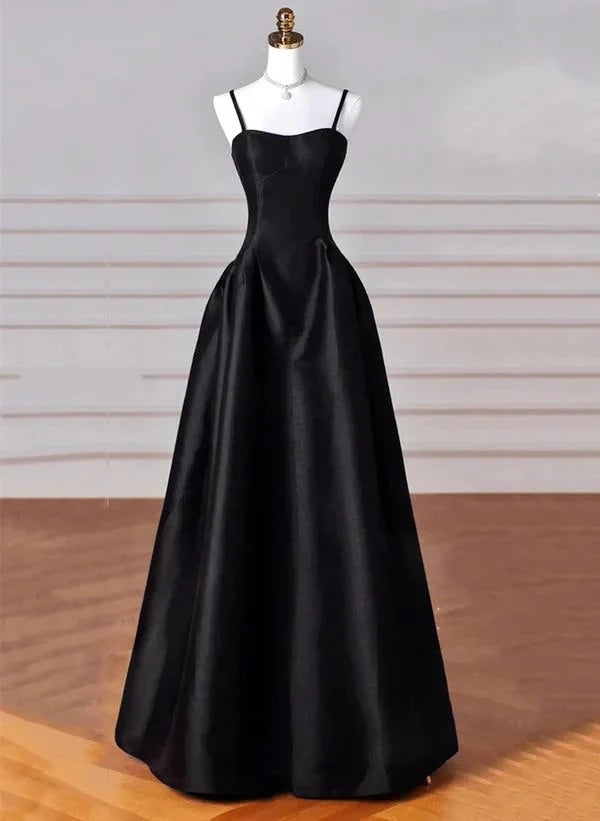 Elegant A-Line Sweetheart Spaghetti-Strap Lace-Up-Back Floor-Length Evening Dress