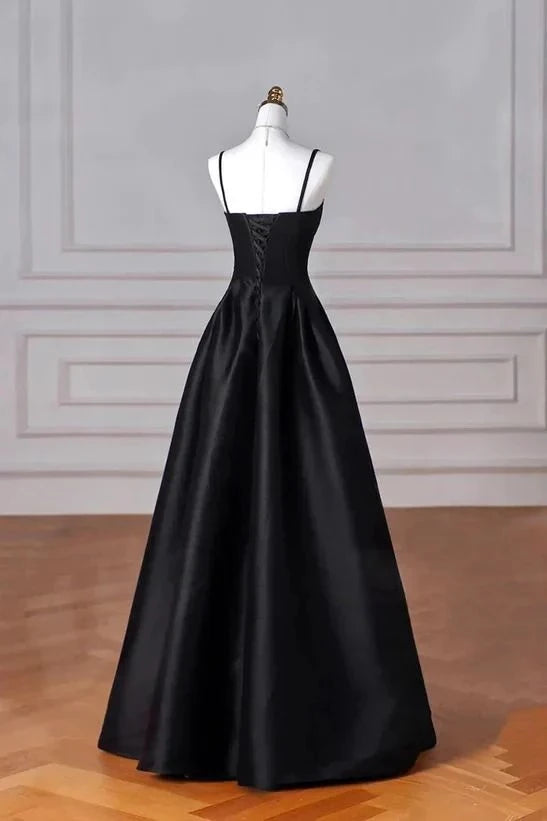 Elegant A-Line Sweetheart Spaghetti-Strap Lace-Up-Back Floor-Length Evening Dress