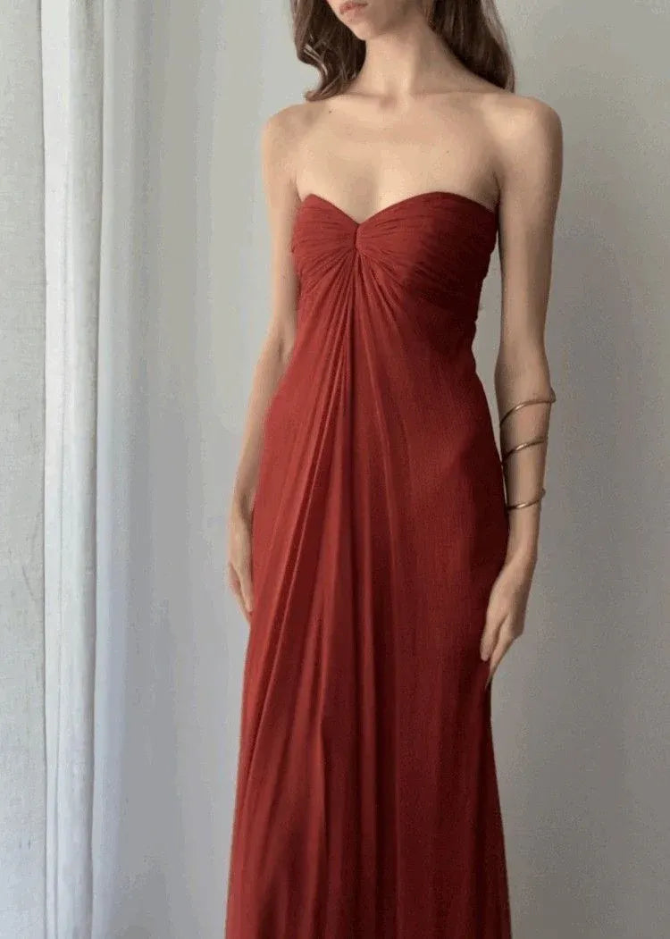 Elegant A-Line Sweetheart Strapless Plain Back Floor Length Formal Evening Dress