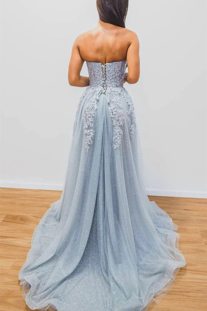 Wholesa A line Tulle Prom Dresses with Sweetheart Evening Dress