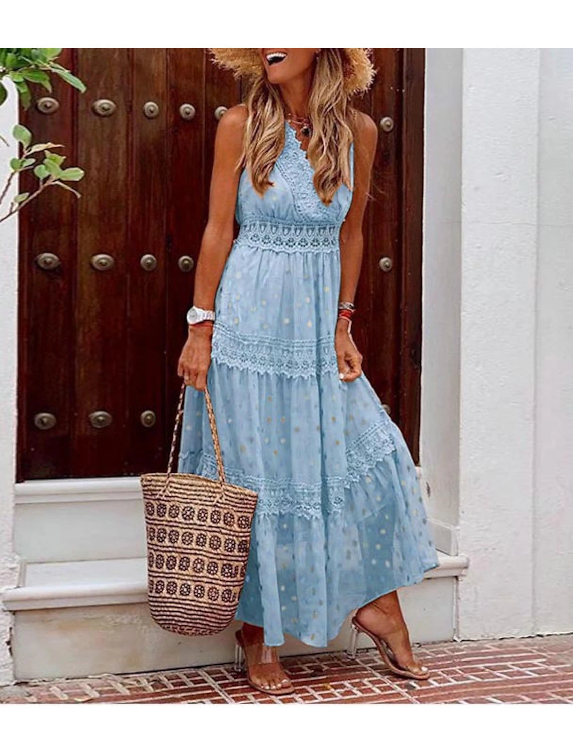 Elegant Boho Beach Little White A-Line Chiffon Wedding Dress.