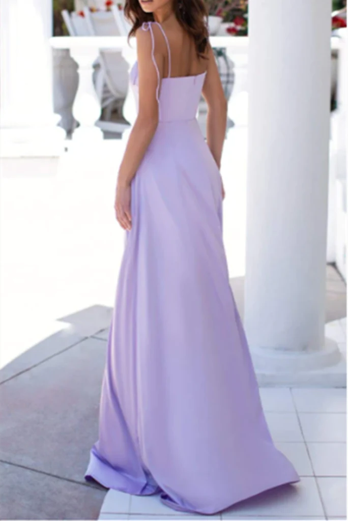 Wholesa Spaghetti Straps Square Sleeveless A-Line Zipper Floor-Length Long Prom Dresses