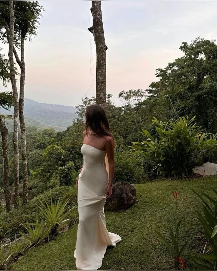 Elegant Mermaid One-Shoulder Sleeveless Zipper-Back Trained-Hem Floor-Length Prom Dress