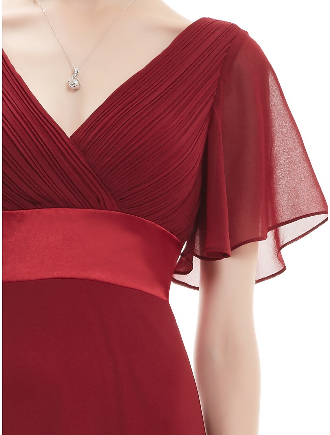 Elegant Plus Size A-Line Chiffon V-Neck Short Sleeve Mother of the Bride Gown.