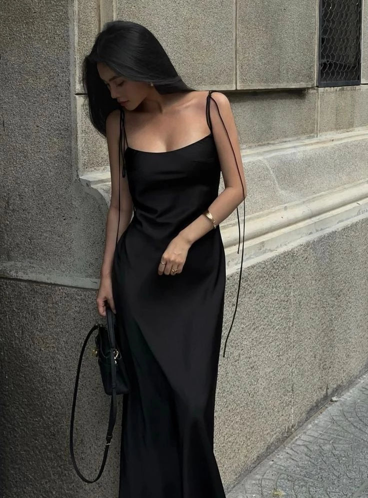 Elegant Sheath Square-Neck Sleeveless Open-Back Ankle-Length Evening Dress