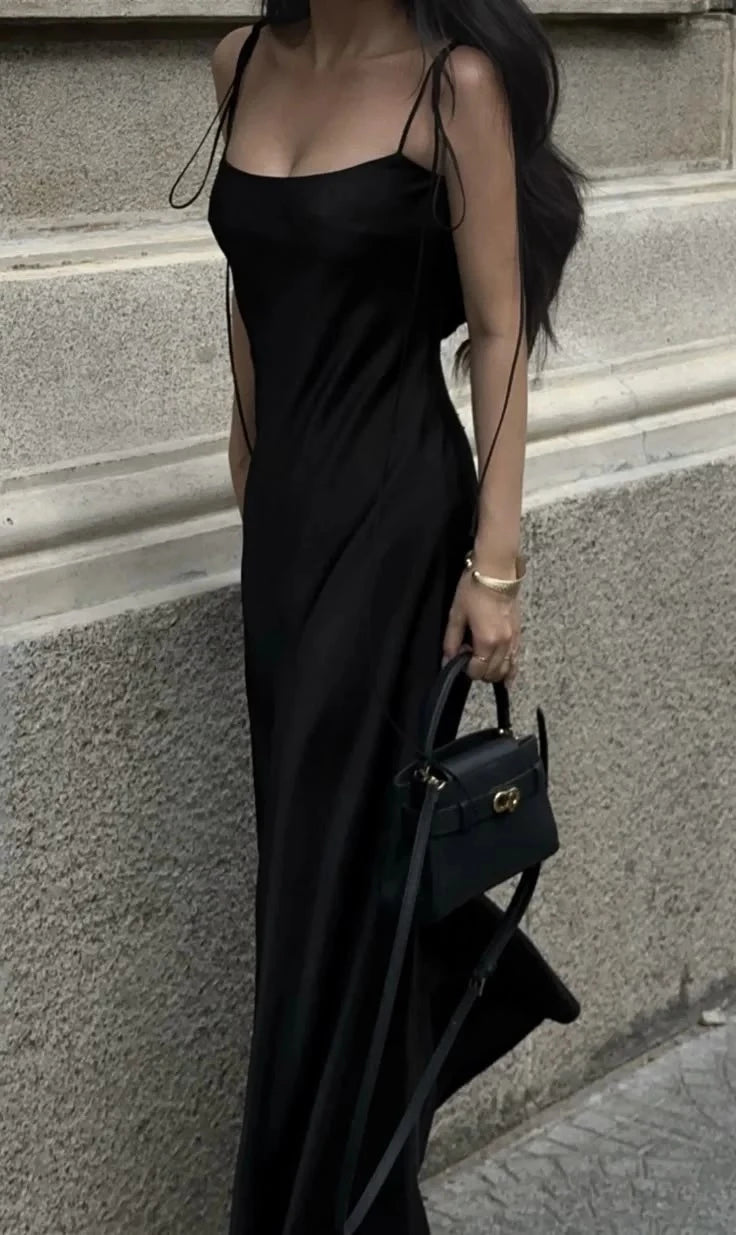 Elegant Sheath Square-Neck Sleeveless Open-Back Ankle-Length Evening Dress