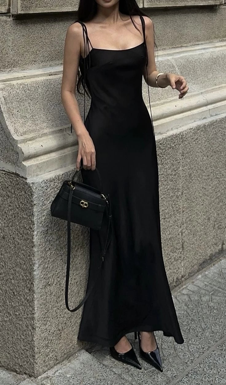 Elegant Sheath Square-Neck Sleeveless Open-Back Ankle-Length Evening Dress