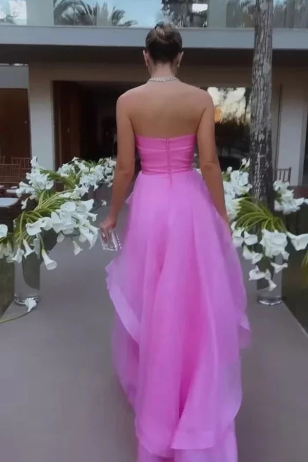 Wholesa Elegant Strapless Layered Prom Dresses Long Formal Gowns