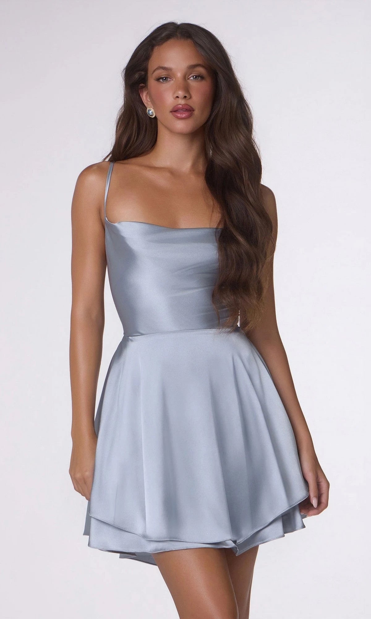 Elegant A-Line Cowl Neck Sleeveless Draped Mint Green Mini Homecoming Party Dress