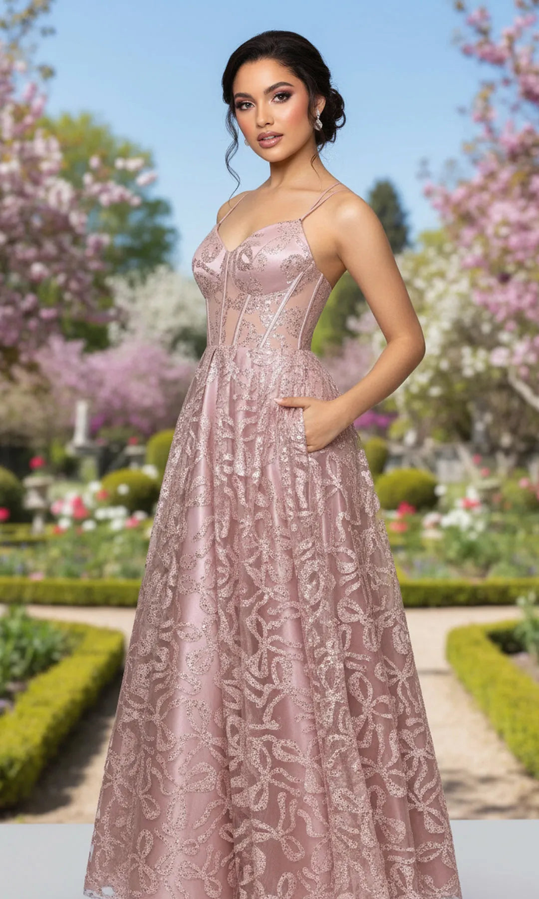 Elegant A-Line Cowl Sleeveless Corset Backless Pink Maxi Prom Dresses Gown