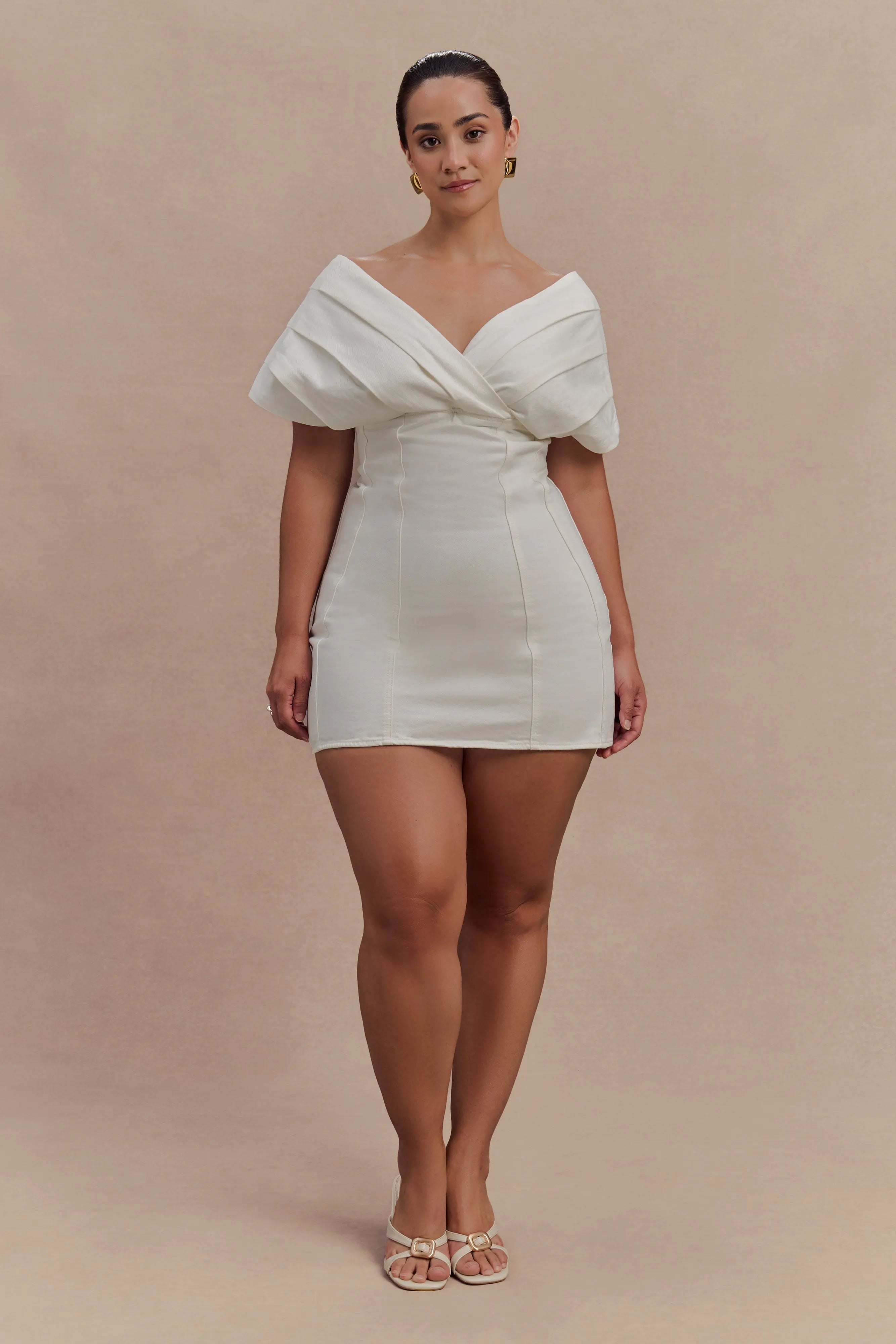 Elegant A-Line Draped V-Neck Short Sleeve Ivory Mini Homecoming Dress