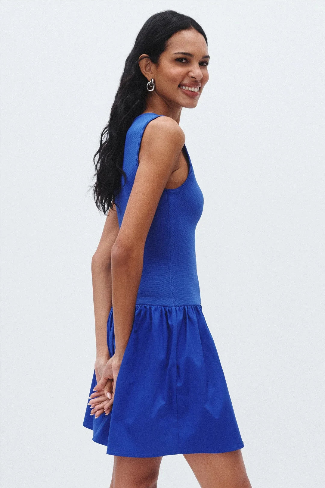 Elegant A-Line Drop-Waist Boat Neck Sleeveless Royal Blue Mini Homecoming Dress