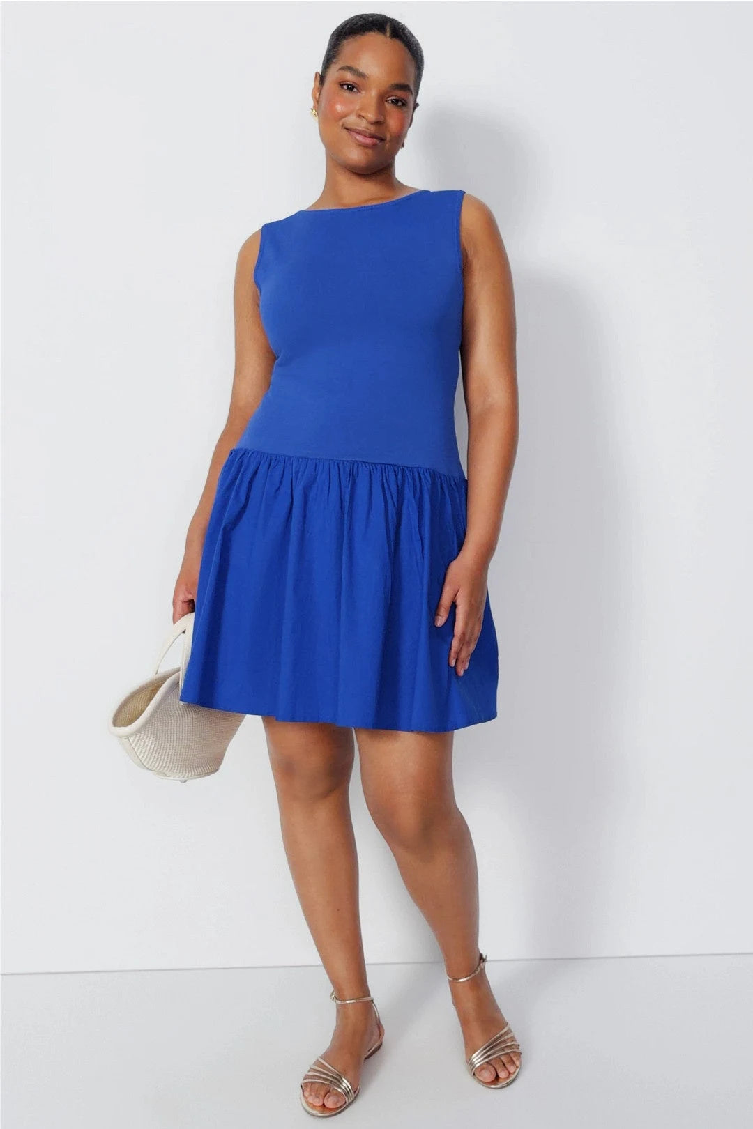 Elegant A-Line Drop-Waist Boat Neck Sleeveless Royal Blue Mini Homecoming Dress