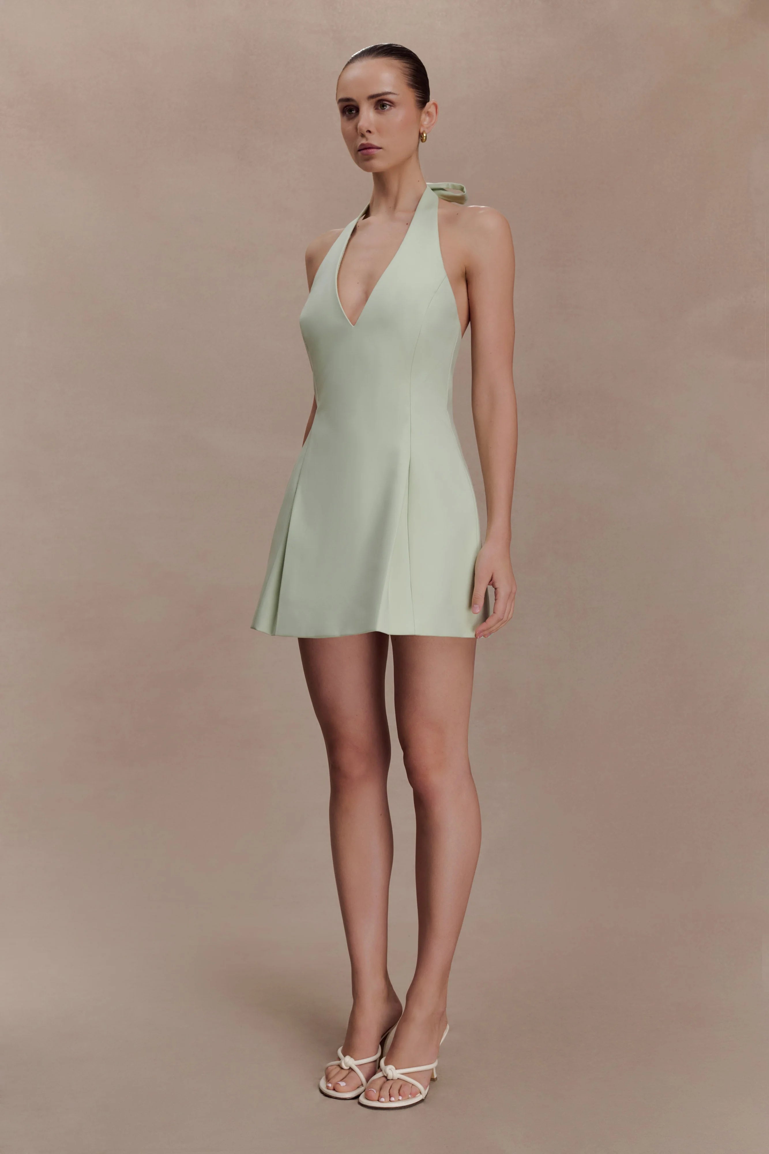 Elegant A-Line Halter Sleeveless Backless Mint Mini Homecoming Dress Women