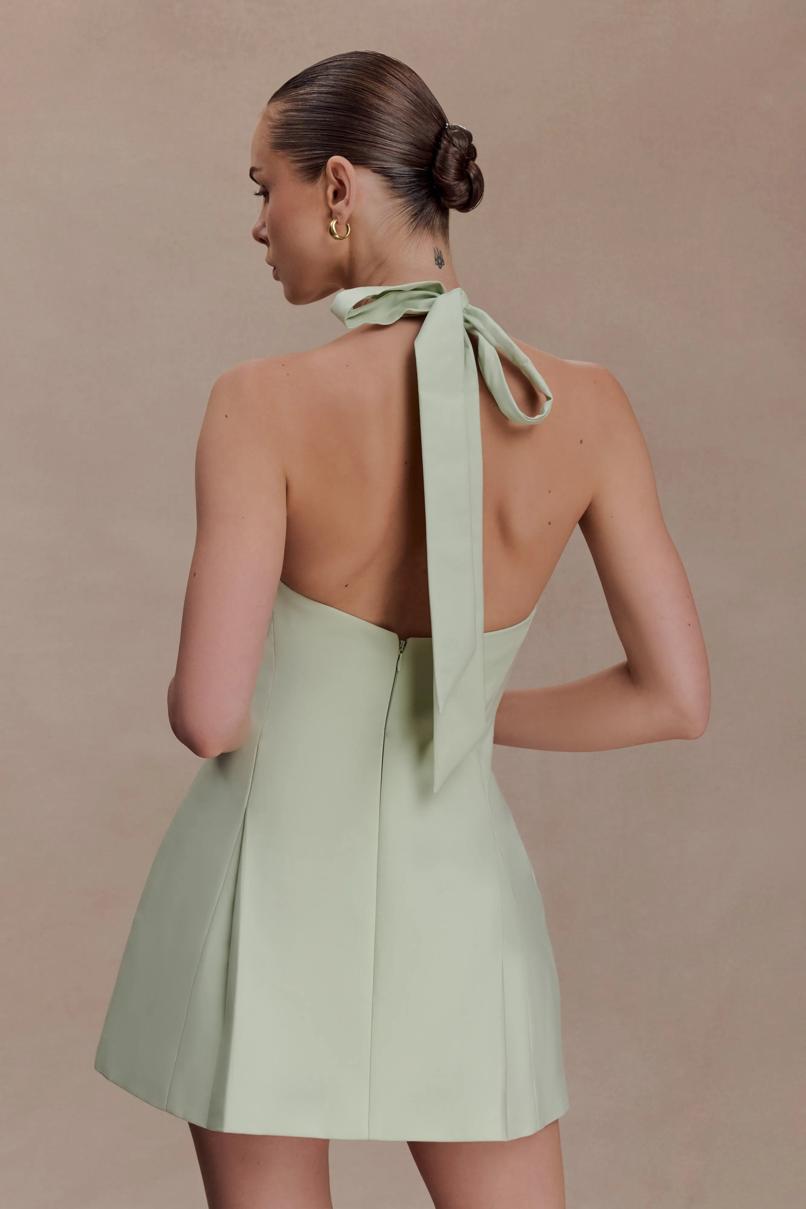 Elegant A-Line Halter Sleeveless Backless Mint Mini Homecoming Dress Women