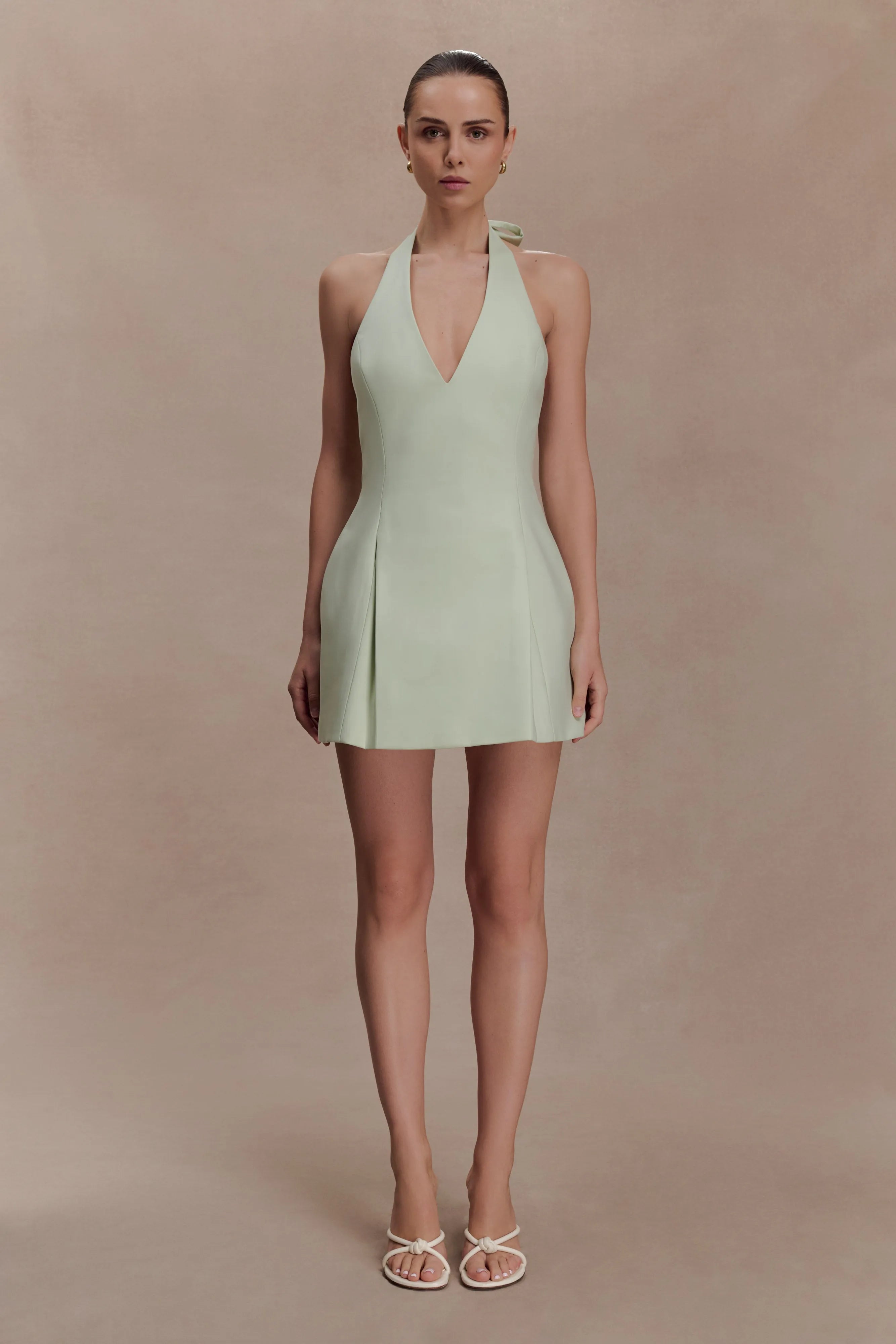 Elegant A-Line Halter Sleeveless Backless Mint Mini Homecoming Dress Women