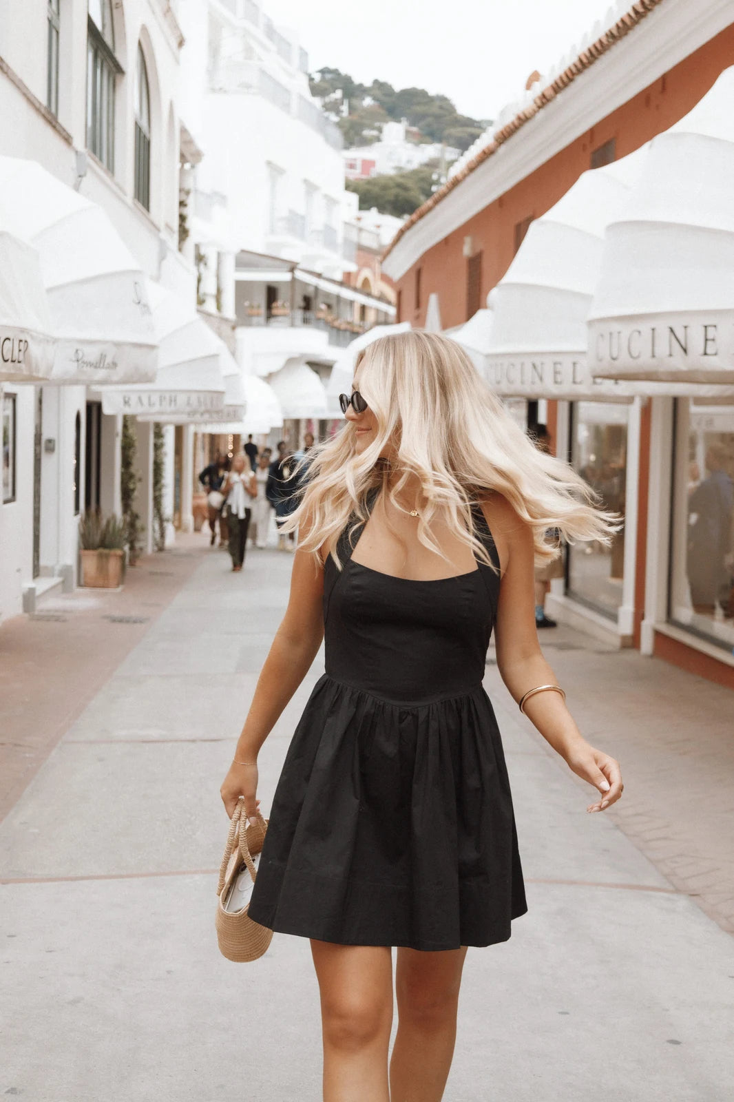 Elegant A-Line Halter Sleeveless Draped Chic Black Mini Homecoming Party Dress