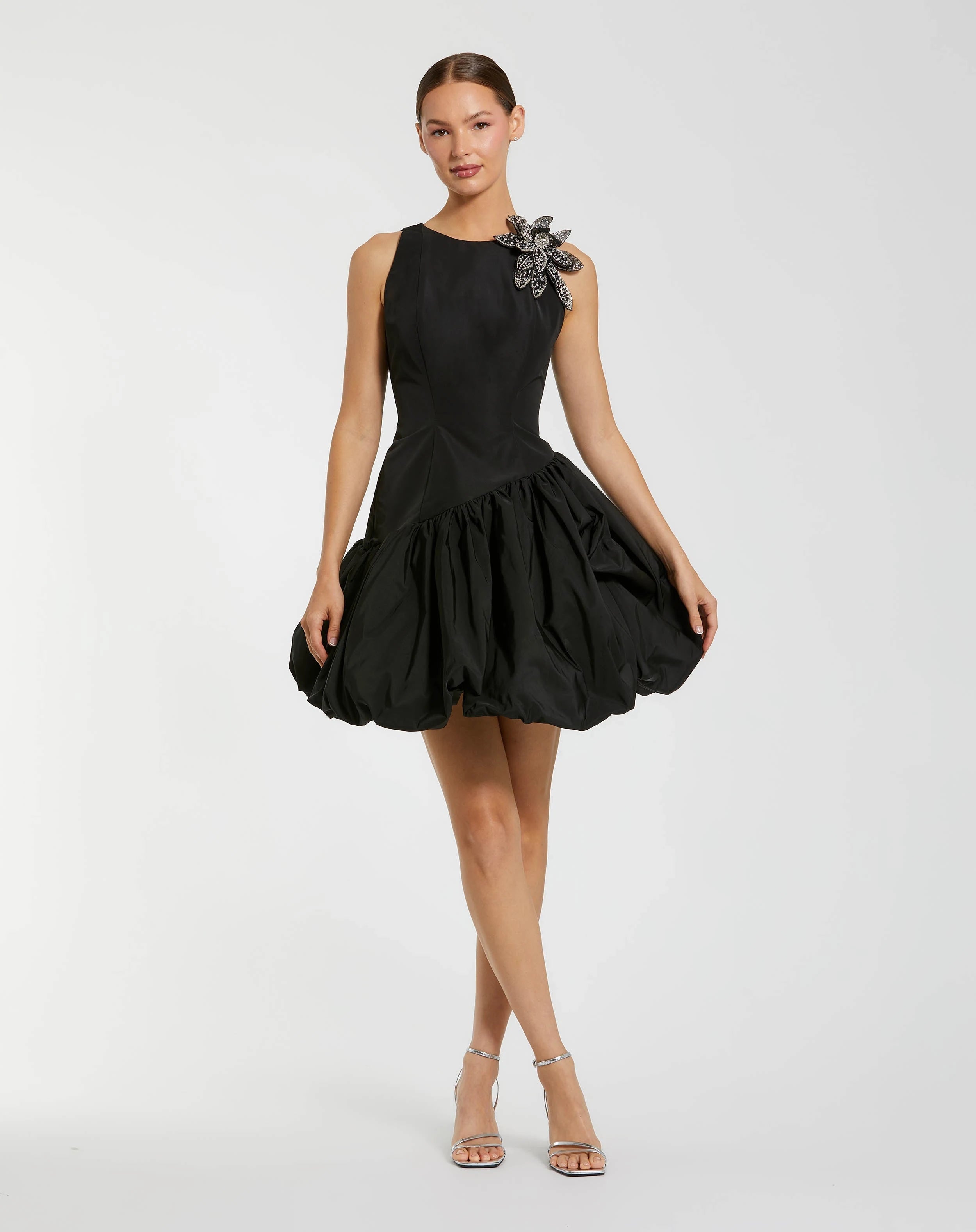 Elegant A-Line High Neck Sleeveless Embellished Black Mini Homecoming Dress