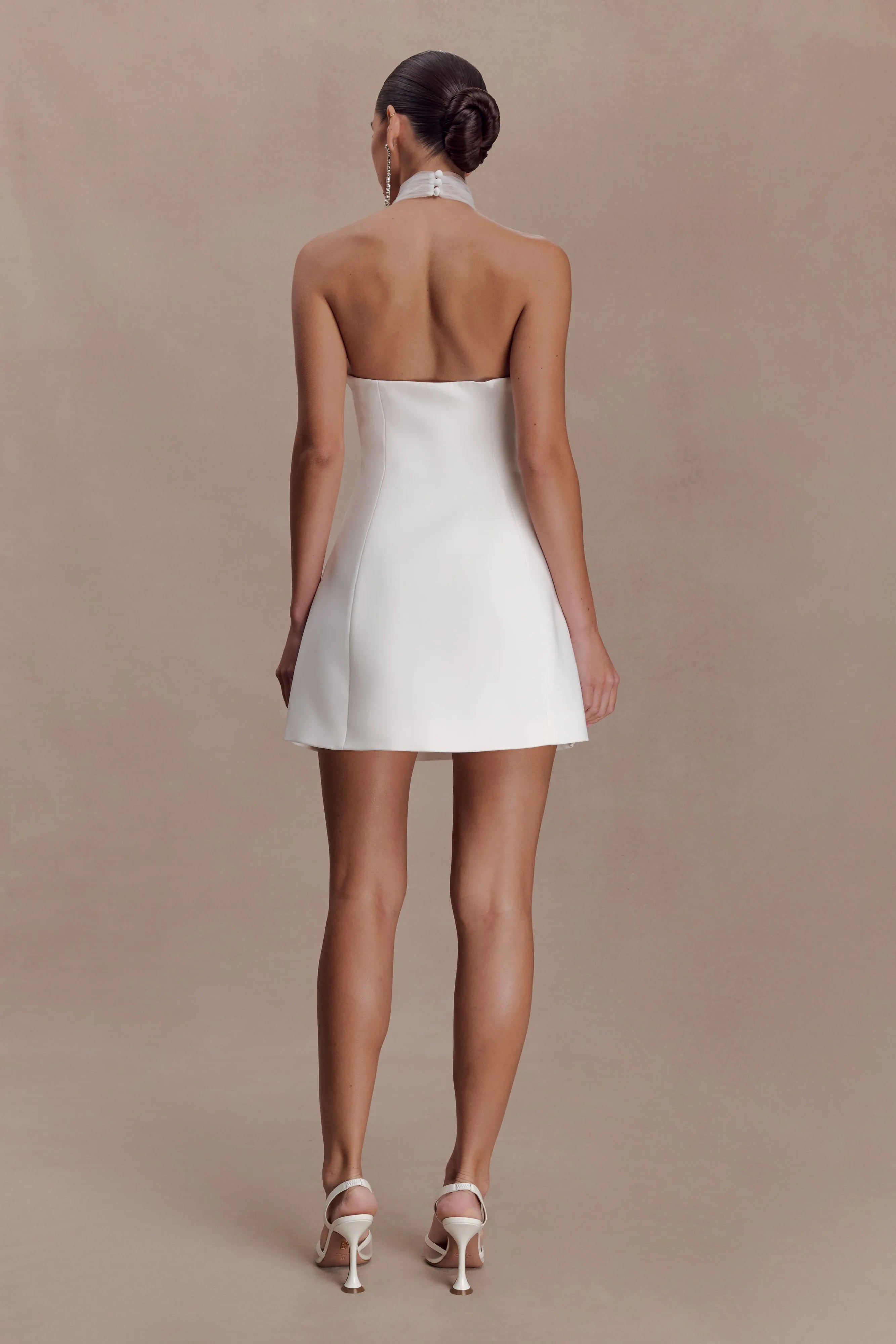 Elegant A-Line High Neck Strapless Sleeveless Ivory Mini Homecoming Dresses