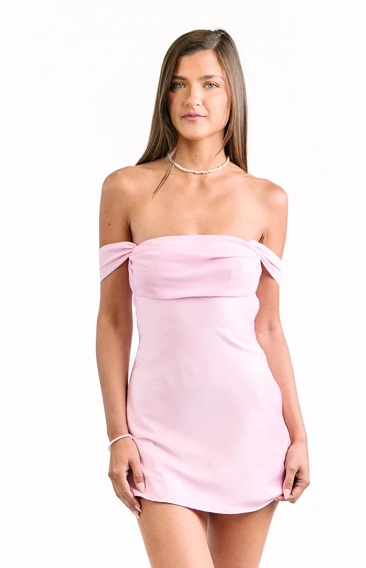 Elegant A-Line Off-Shoulder Draped Romantic Pink Mini Homecoming Dress for Women