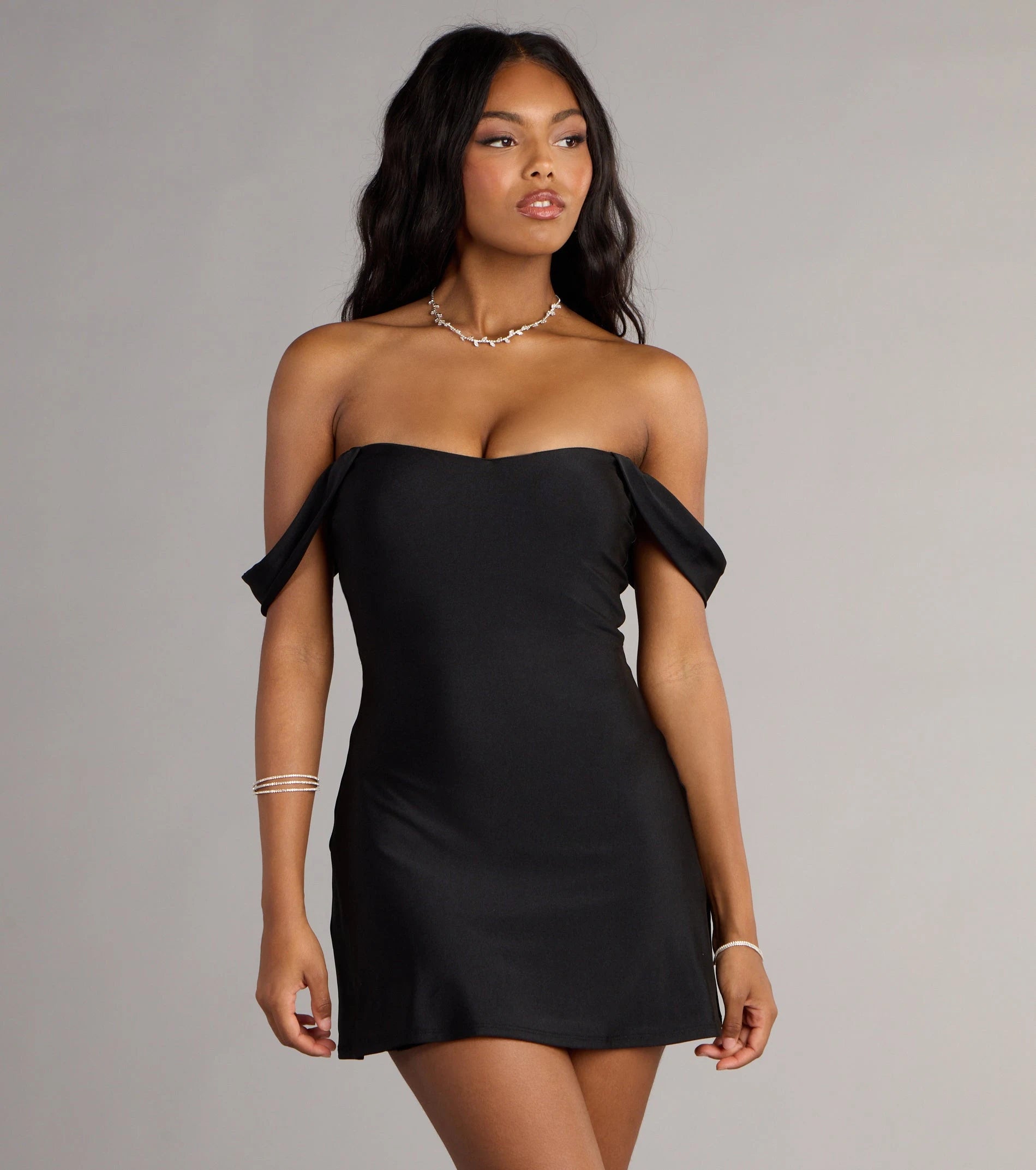 Elegant A-Line Off-Shoulder Flattering Chic Black Mini Homecoming Dress For Women