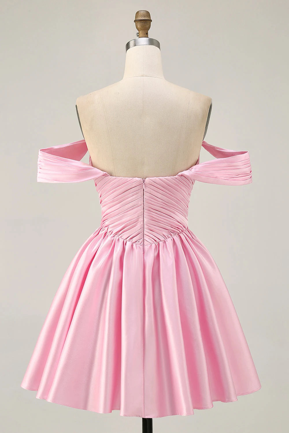 Elegant A-Line Off-Shoulder Ruched Pink Short Homecoming Dresses for Women