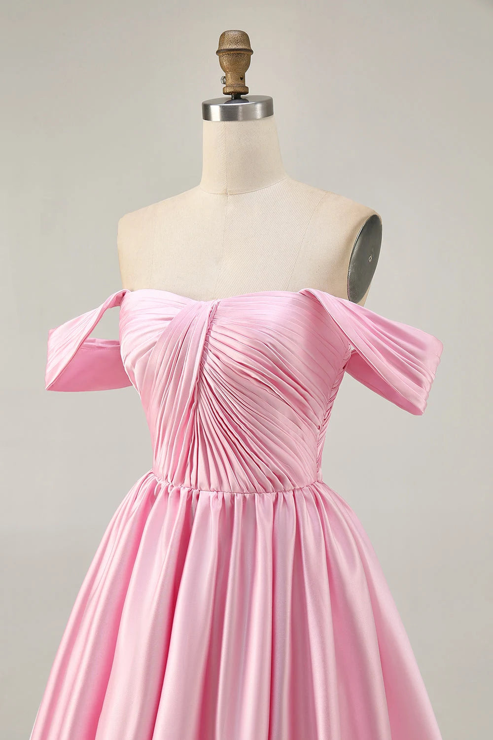 Elegant A-Line Off-Shoulder Ruched Pink Short Homecoming Dresses for Women