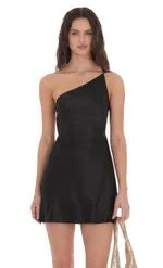 Elegant A-Line One-Shoulder Sleeveless Chic Black Mini Homecoming Dress