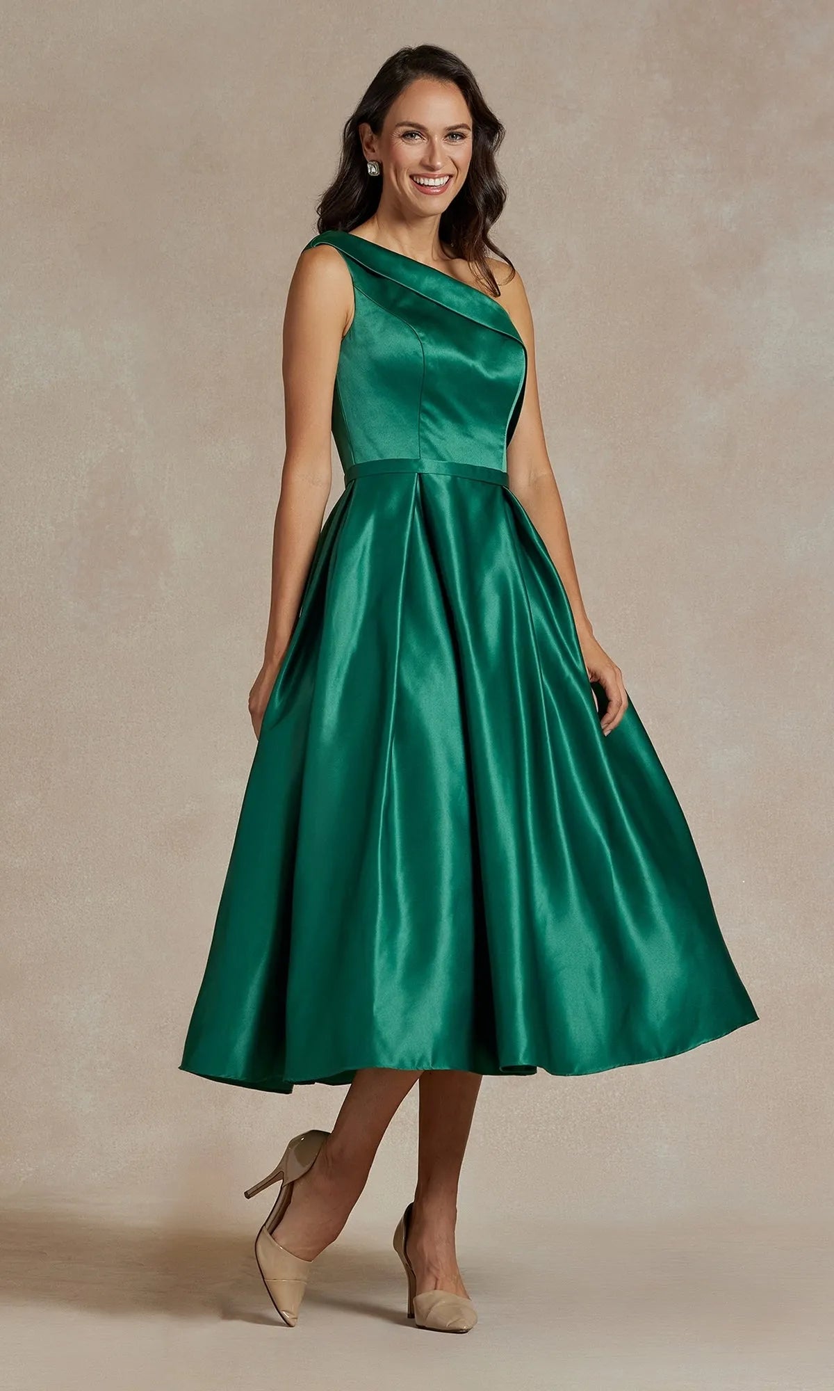 Elegant A-Line One-Shoulder Sleeveless Pleated Dusty Pink Tea-Length Homecoming Gown