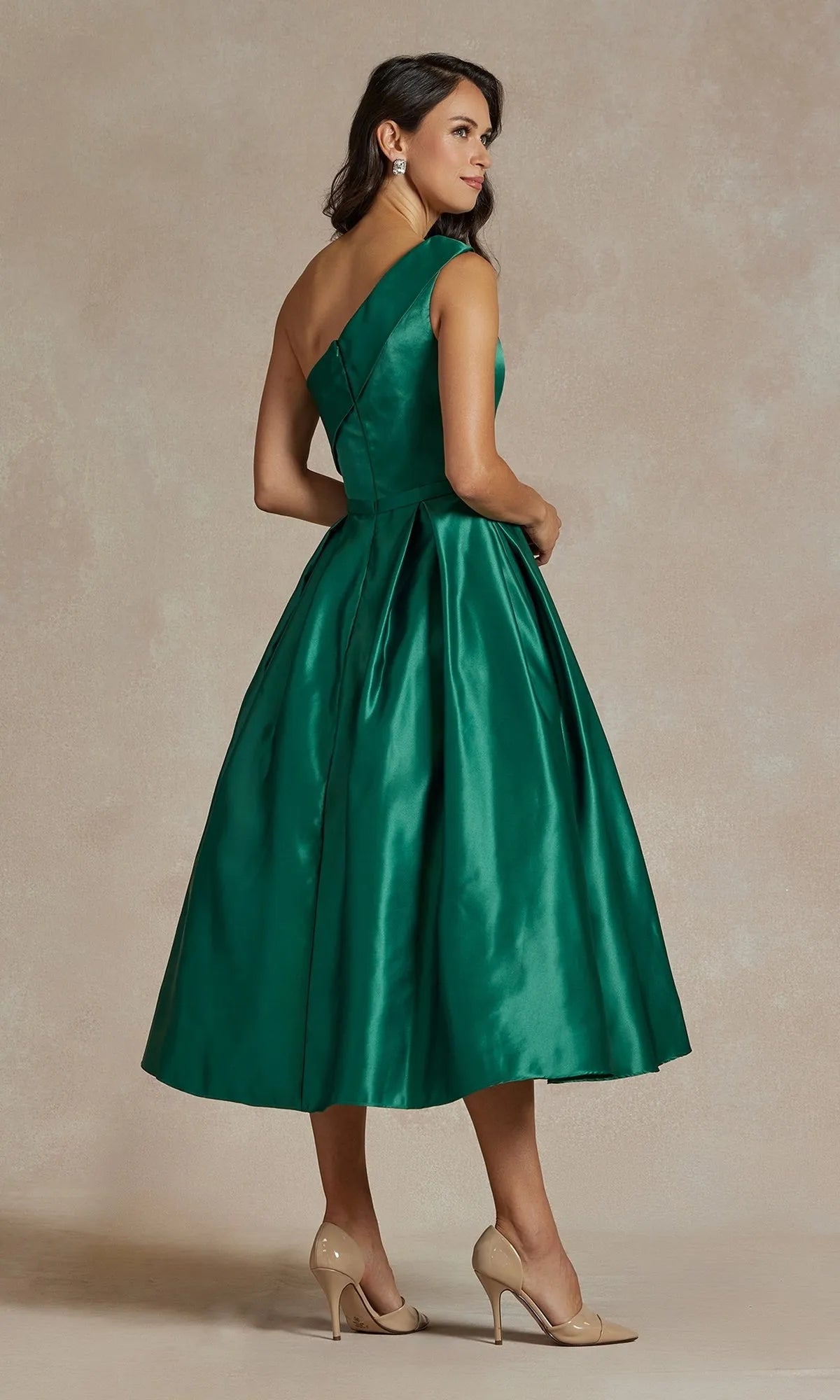 Elegant A-Line One-Shoulder Sleeveless Pleated Dusty Pink Tea-Length Homecoming Gown