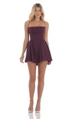 Elegant A-Line Square Neck Sleeveless Criss-Cross Plum Mini Homecoming Dress