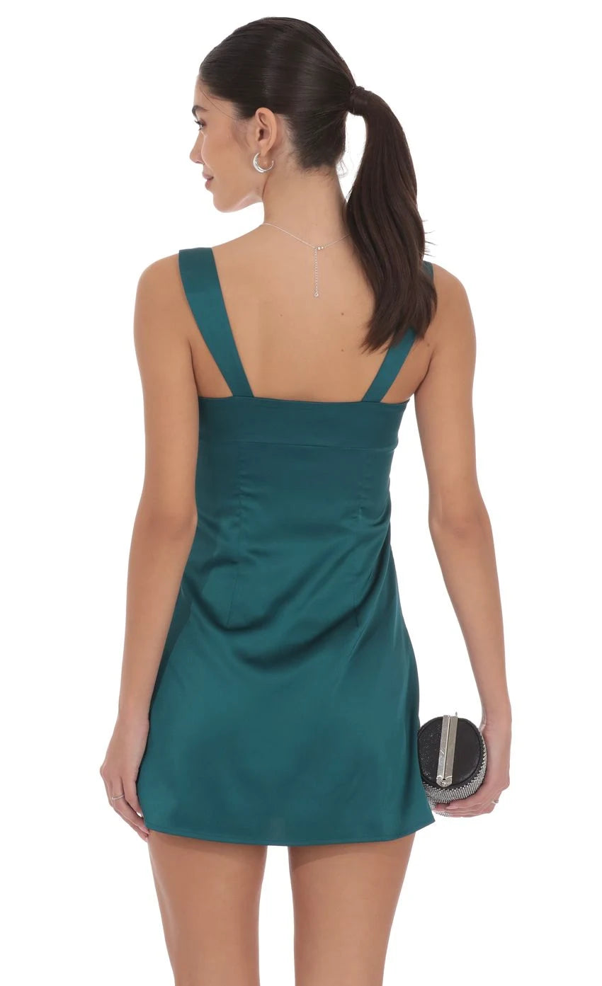 Elegant A-Line Square Neck Sleeveless Modern Teal Mini Homecoming Dress Women's