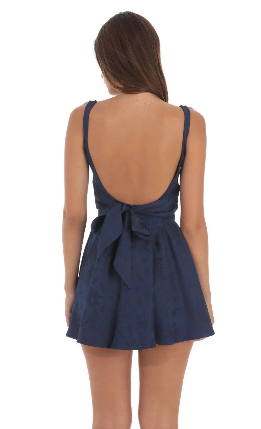 Elegant A-Line Square Neck Sleeveless Navy Blue Short Homecoming Dress For Women