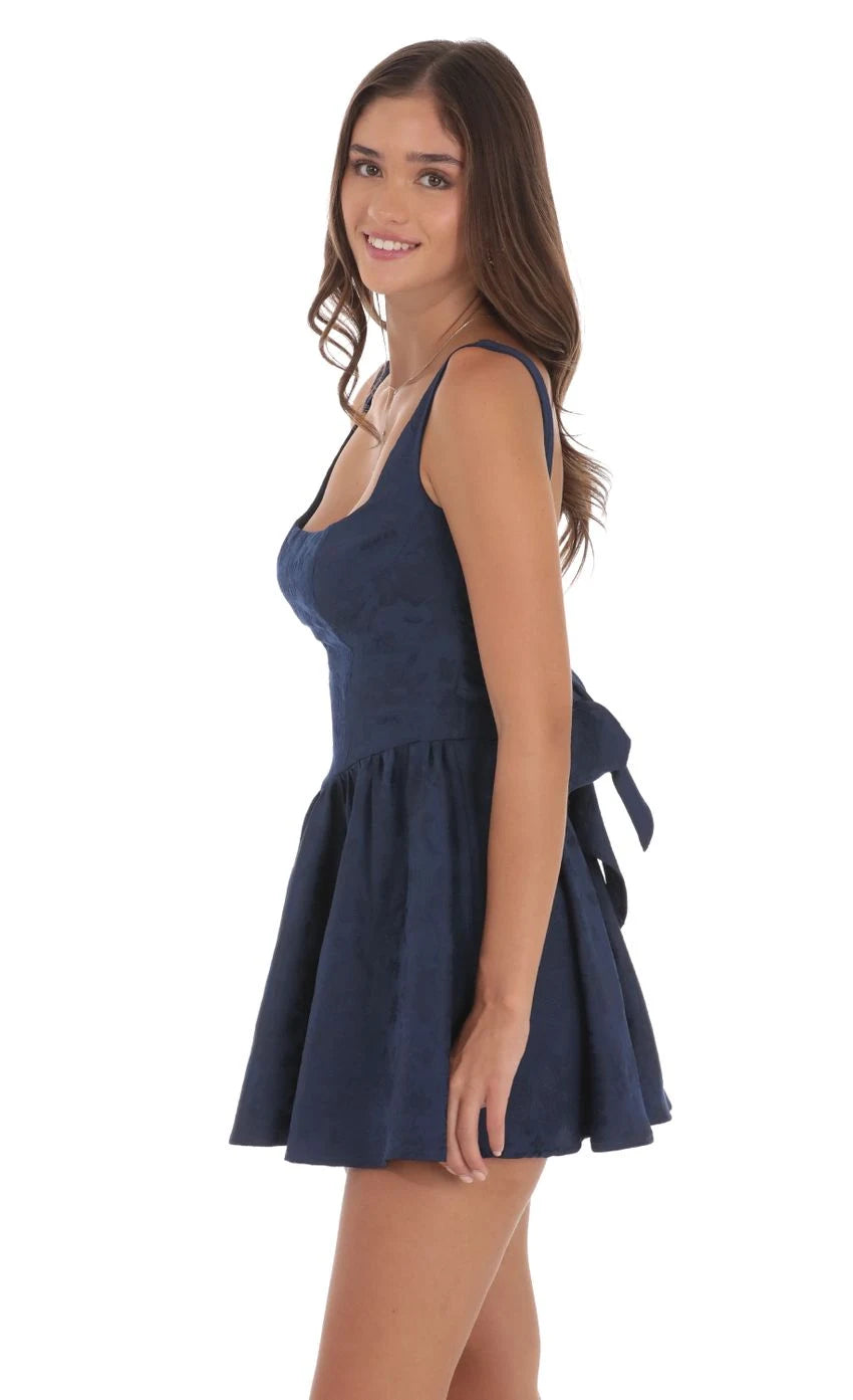 Elegant A-Line Square Neck Sleeveless Navy Blue Short Homecoming Dress For Women