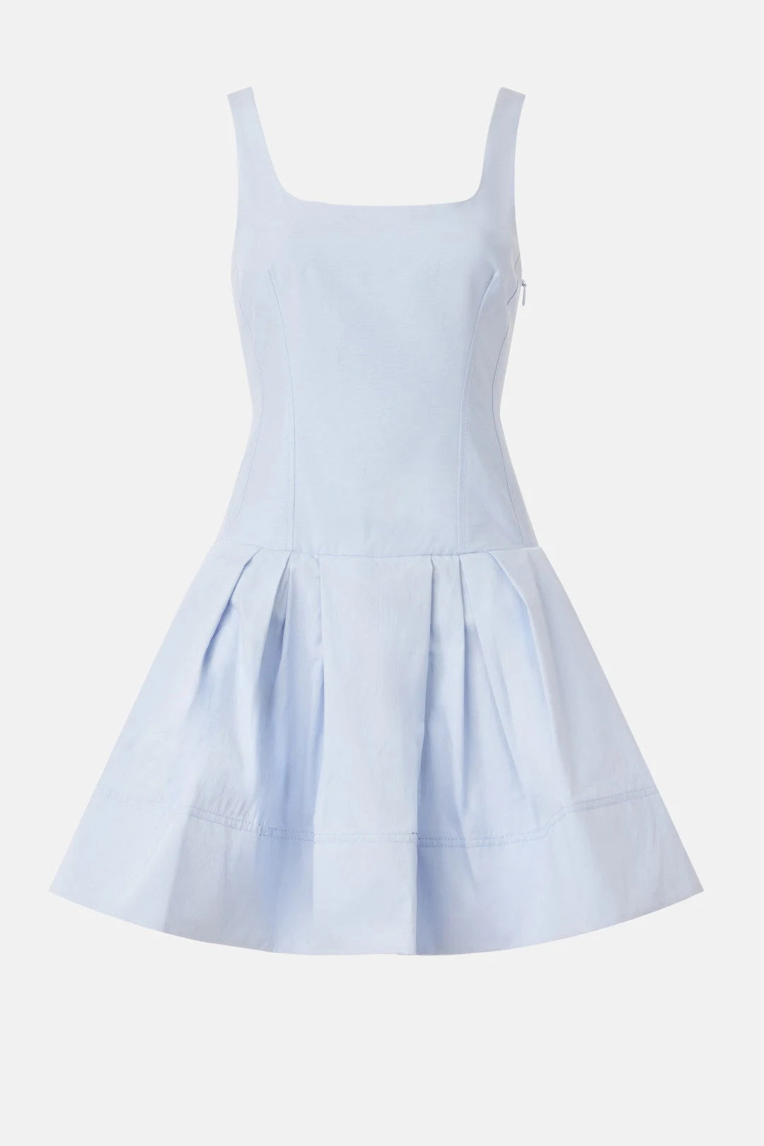 Elegant A-Line Square Neck Sleeveless Pleated Light Blue Mini Homecoming Dress for Women