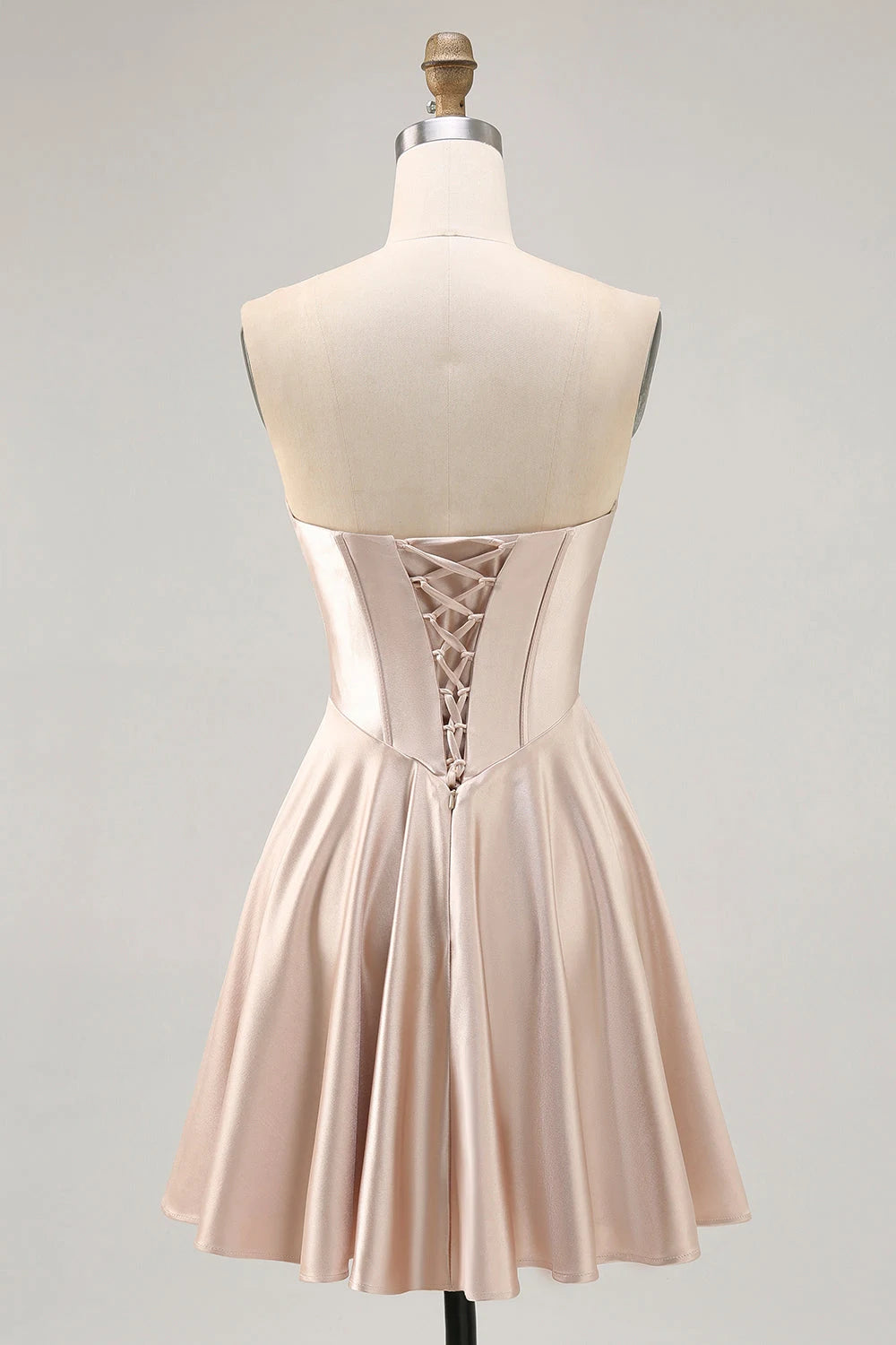 Elegant A-Line Strapless Chic Mini Champagne Homecoming Dresses For Women