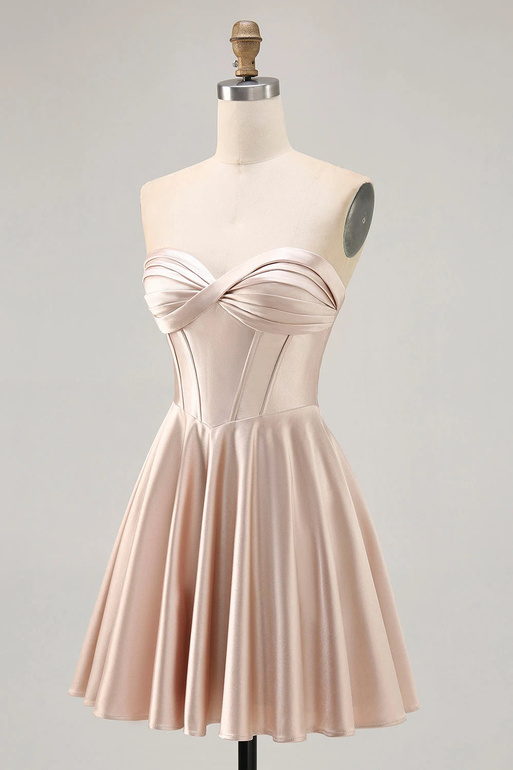 Elegant A-Line Strapless Chic Mini Champagne Homecoming Dresses For Women