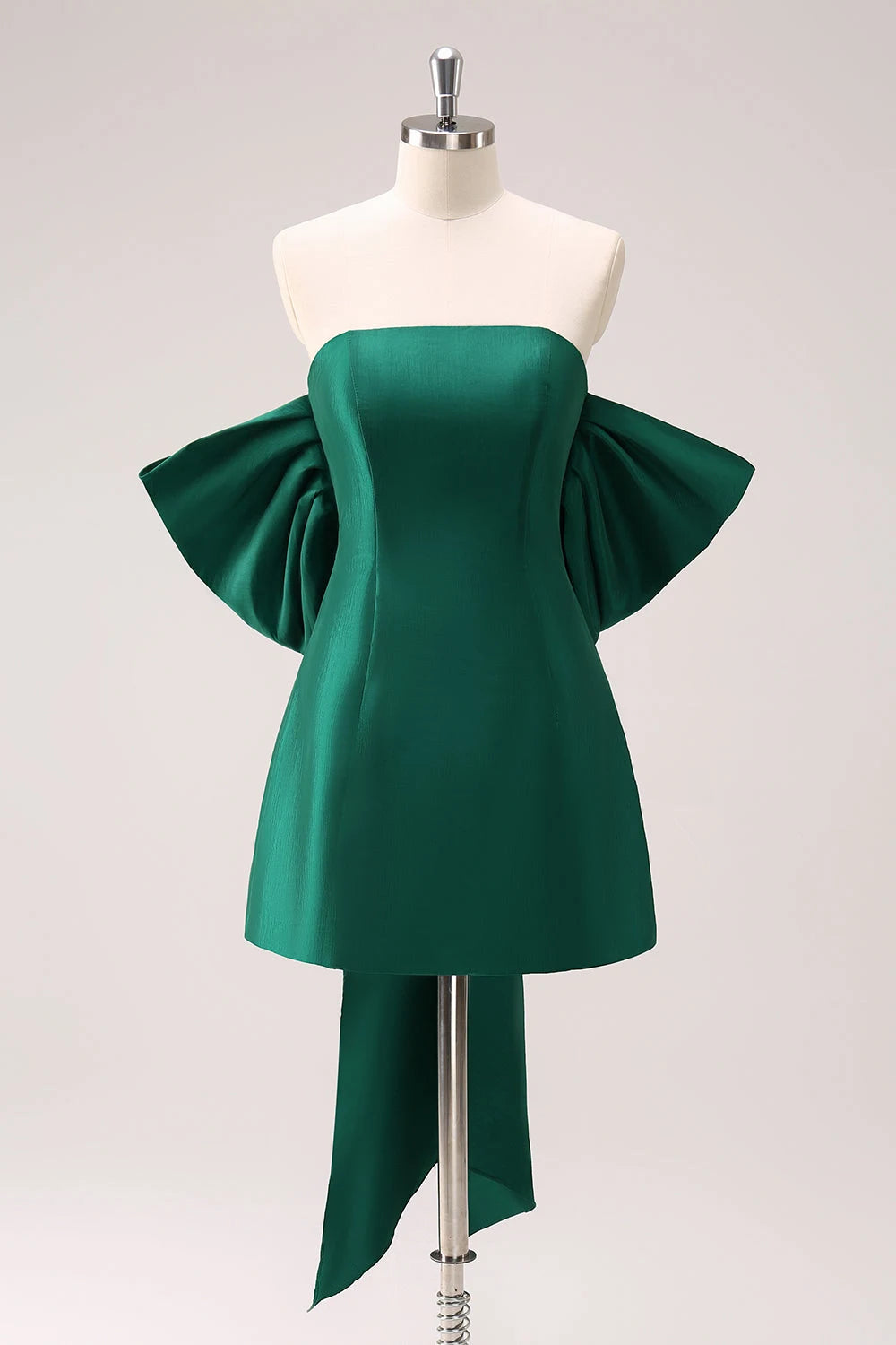 Elegant A-Line Strapless Off-Shoulder Bow Emerald Mini Homecoming Dress For Women Party