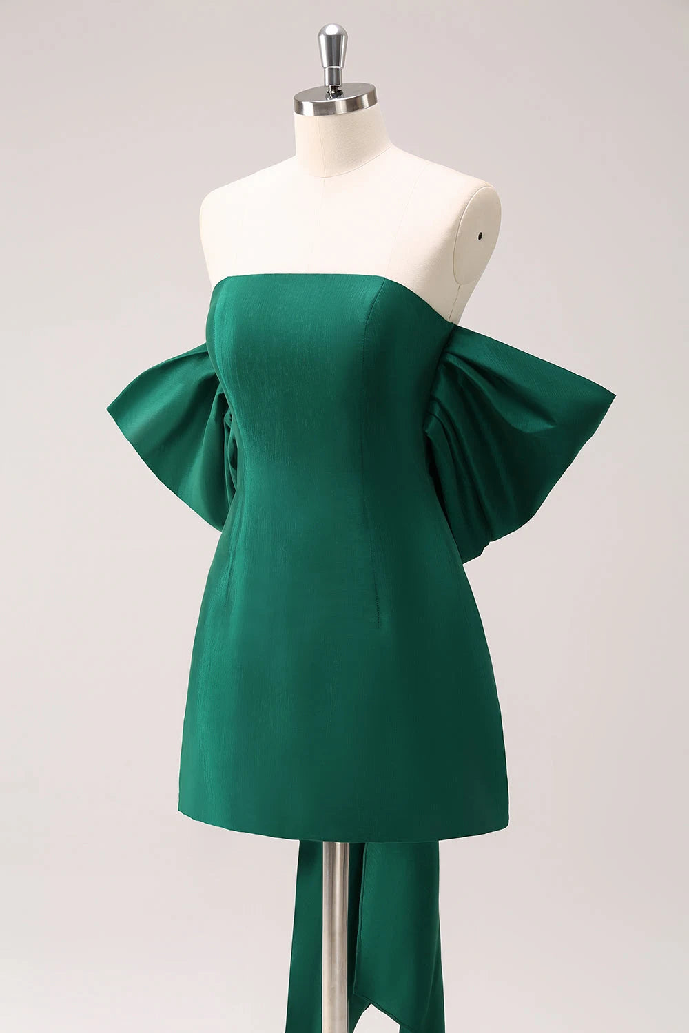 Elegant A-Line Strapless Off-Shoulder Bow Emerald Mini Homecoming Dress For Women Party