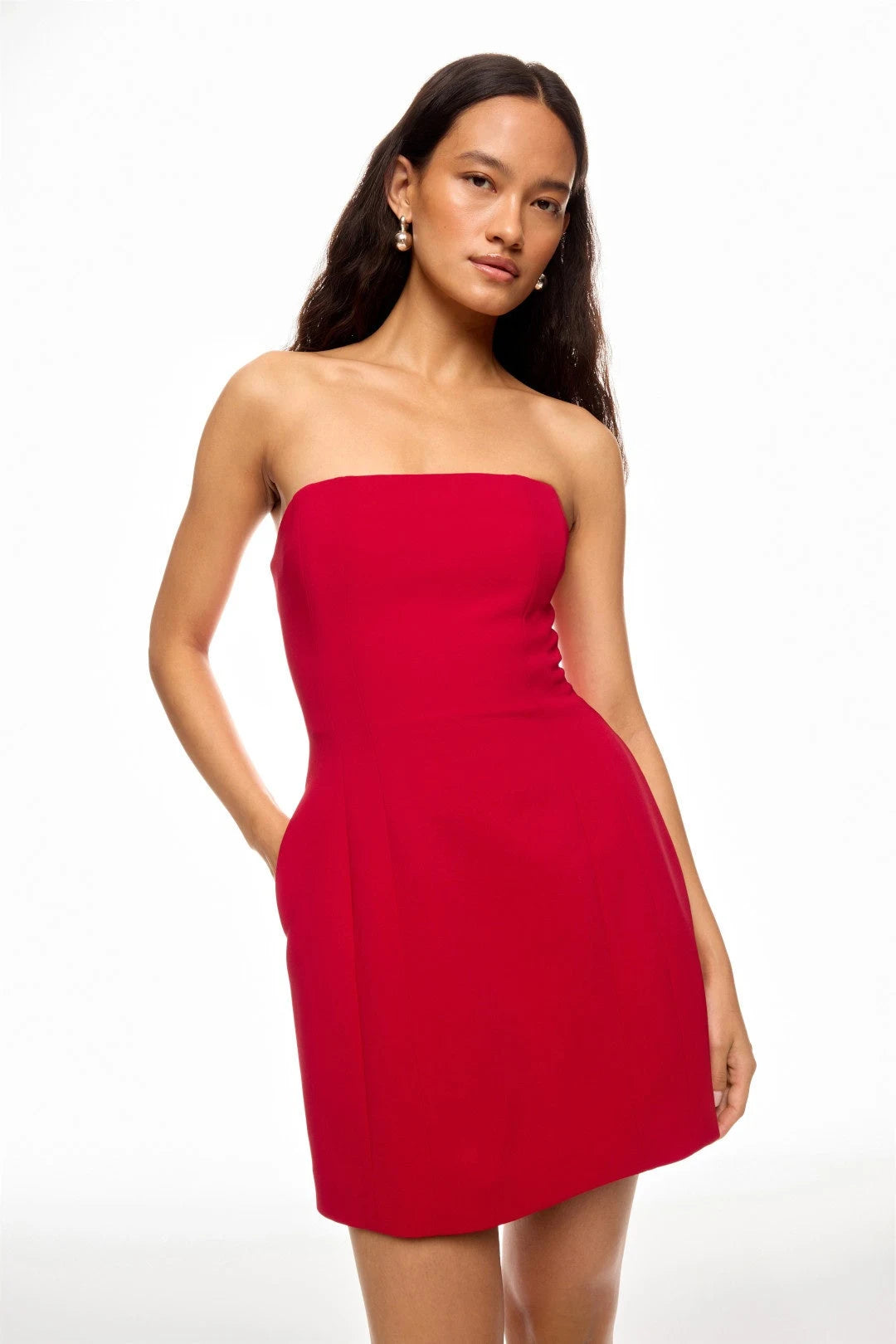 Elegant A-Line Strapless Sleeveless Chic Red Mini Homecoming Dress Women's