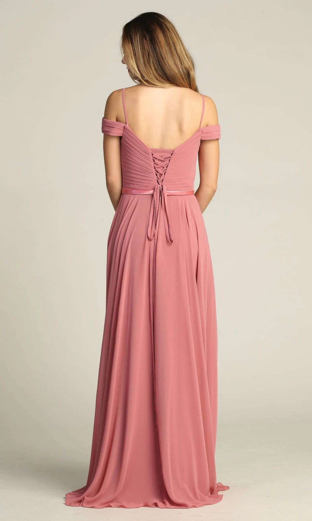 Elegant A-Line Sweetheart Cold-Shoulder Pleated Corset Rose Long Prom Dresses Women
