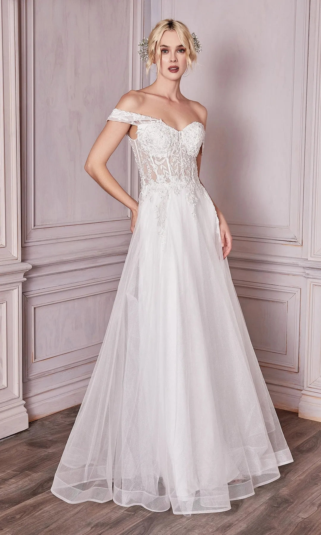 Elegant A-Line Sweetheart Off-Shoulder Corset Backless White Long Prom Dresses Women