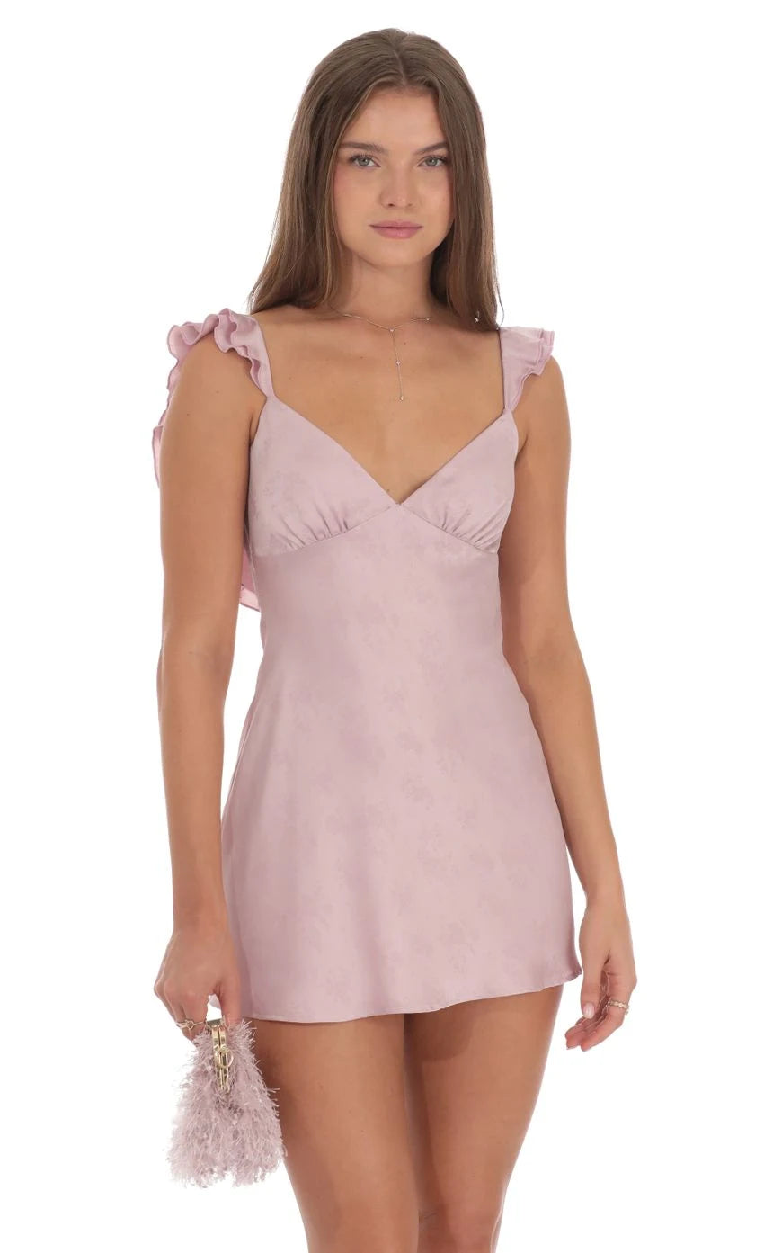 Elegant A-Line Sweetheart Ruffled Dusty Pink Mini Homecoming Dress Women