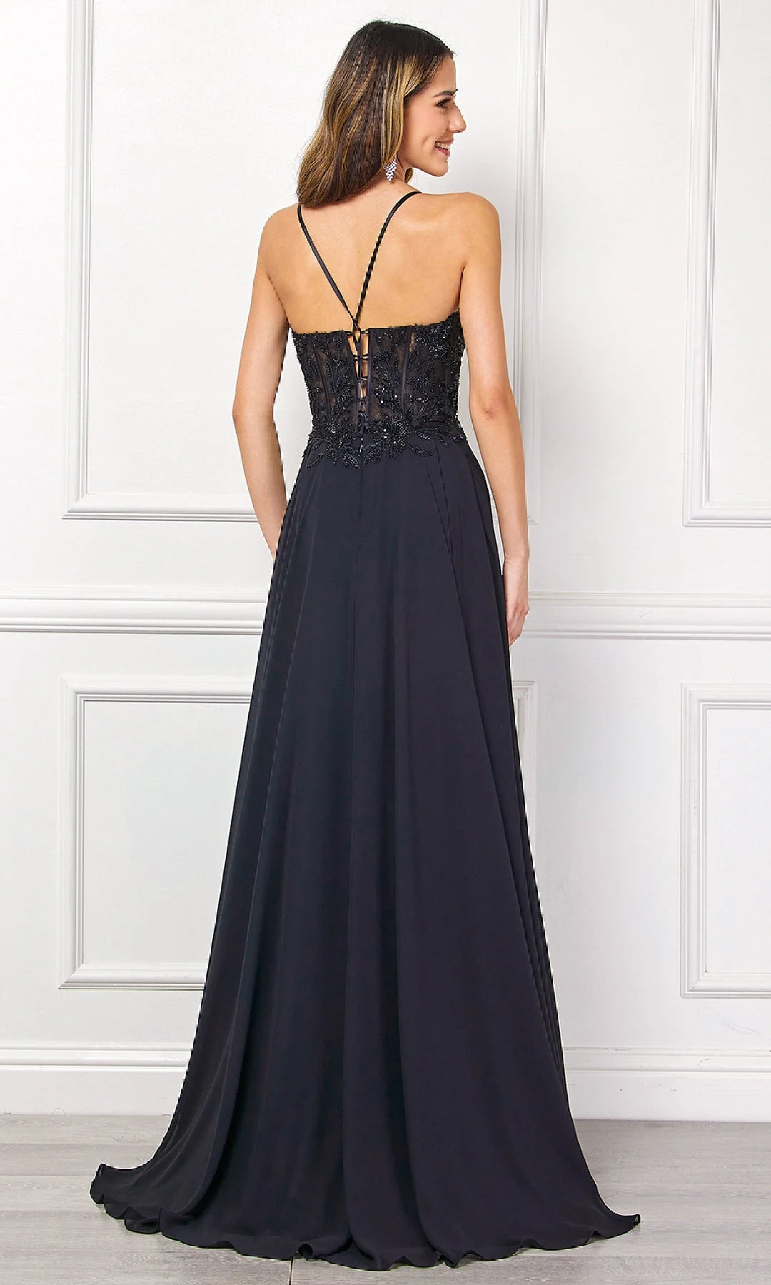 Elegant A-Line Sweetheart Sleeveless Beaded Slit Black Long Prom Dresses Women Gown