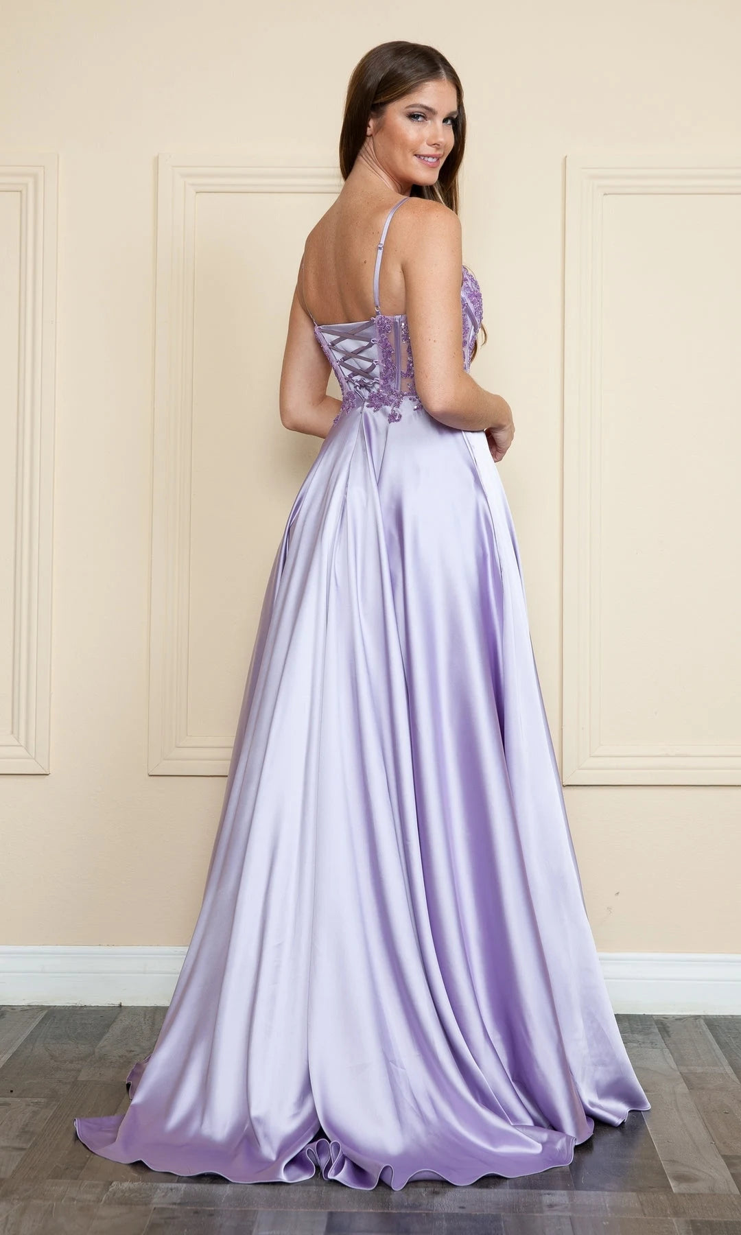 Elegant A-Line Sweetheart Sleeveless Corset Beaded Lilac Floor-Length Prom Dresses Women Gown