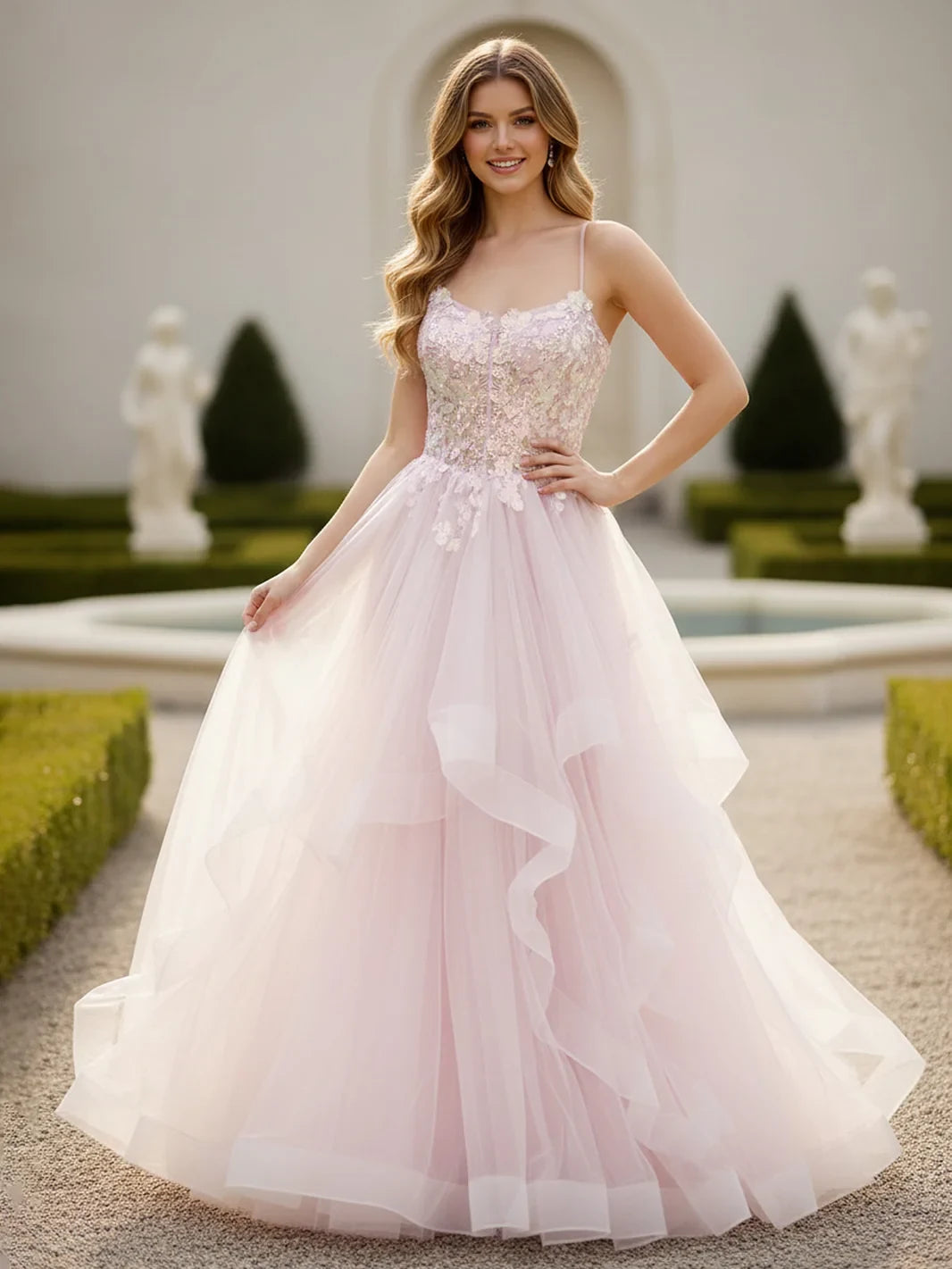Elegant A-Line Sweetheart Sleeveless Embroidered Blush Pink Floor-Length Prom Gown